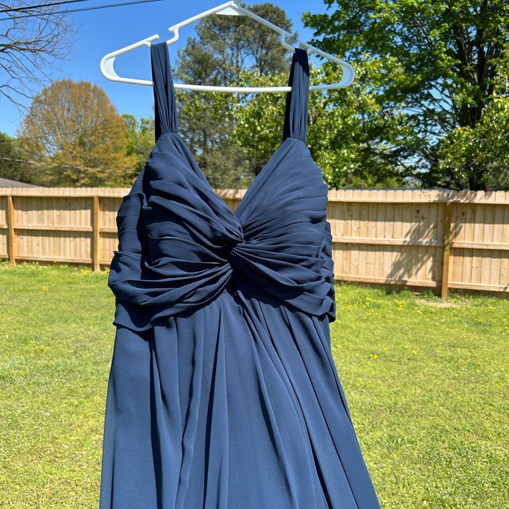 Azazie Dark Navy Chiffon Bridesmaid/Prom/Formal Dress Sleeveless Straps Size 16